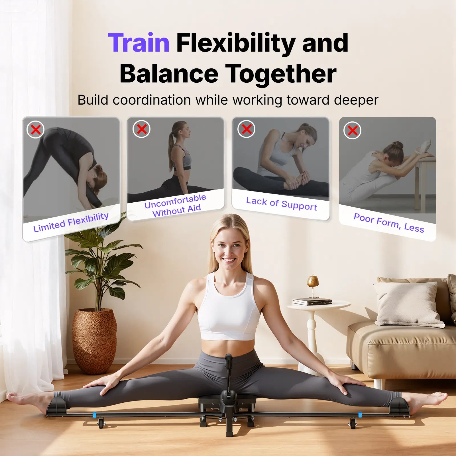 Boost Body Flexibility | 300LBS Load Leg Split Trainer Home Fitness Gear